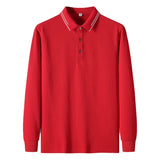 Riolio  Long Sleeve Polo Shirt Men's Business Casual Striped Loose Fit Anti-Wrinkle Fly Smooth Spring Autumn Fashion