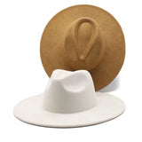 Riolio  European US New 9.5cm Big Brim Suede Top Hat for Women Men Fashion Peach Heart Top Jazz Fedora Hats for Party Wedding Felt Cap