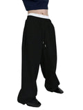 Riolio  Men Drawstring Waist Loose Straight Leg Wide Leg Sports Sweatpants With Pockets