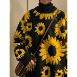 Riolio Sweater Winter Sunflower Warm Sweaters  Fashion Male O-Neck Pullovers Sweater Men Loose Casual Sweater Thick Knitted Unisex