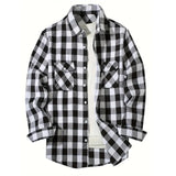 Riolio Men's Shirts Button-Up Classic Plaid Smart Casual Flannel Shirt Long Sleeved Chest Two Pockets Design Spring Autumn Men Tops