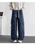 Riolio  Cargo jean pants Men Wide Leg DenimLoose Straight Baggy Men's Jeans hip hop Streetwear Skateboard Neutral denim Trousers