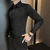 Riolio  Men's Long-sleeved Shirt New Korean Style Fashion Trend Slim Casual