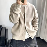 Riolio  European Size Knitted Cardigan Men's Autumn Winter Solid Color Sweater Jacket
