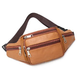 Riolio Men's Waist Pack Leather Bag Waist Belt Bag Male Leather Fanny Pack Fashion Luxury Small Shoulder Bags For Men