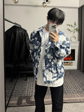Riolio Korean Retro Vintage Jacquard Short Shoulder Pad Denim Jacket Men's American Style High-end Design Street Jacket Aesthetic Chic