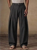 Riolio  Mens Casual Loose Pleated Wide Leg Chino Pants For Summer Autumn Daily Wear