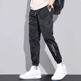 Riolio  Mens Workwear Cotton Welding Pants Elastic Waist Nine Points Labor Protection Pants Durable Dirt Resistant Loose Fit Casual T...