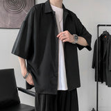 Riolio Half Sleeve Shirts Men Clothing All-match Ulzzang Fashion Students Handsome Summer Thin Casual Simply Baggy Hemden Pure Color