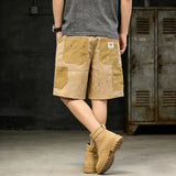 Riolio  Fashion Men Spliced Color Blocking Cargo Pants Summer Lightweight Comfortable Breathable Jeans Male Loose Straight Leg Shorts