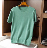 Riolio  Cashmere T-shirt Men Base Layer Merino Shirt Wicking Breathable Short T-shirt Luxury Clothing Big Size