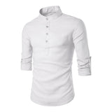 Riolio New Men's Casual Blouse Cotton Linen Shirt Loose Tops Long Sleeve Tee Shirt Spring Autumn Casual Handsome Men Shirts