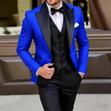 Riolio  New Men's Blazer Suits Formal Set of 3 Pieces Jacket+Vest+Pant Wedding Groomsmen Suit Ideal for Wedding Ceremony