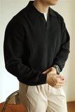 Riolio  New American Chic Men Polo Sweater Luxury Trendy Business V Neck Knit Solid Color Pullover Leisure Slim-fit Long Sleeve Knitwear