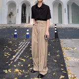 Riolio  Mens Trousers Reverse Design Front Pocket Wide Leg Pants Autumn Fashion Couple Versatile Simple Daily Casual Pants Unisex