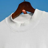 Riolio  Small Neck T-shirts Men 350gsm Cotton Solid Color Male Short-sleeved T-shirt Spring Summer Loose Bottoming Shirt Casual T Shirts