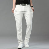 Riolio  Men White Jeans Fashion Business Casual Classic Style Slim Fit Soft Pure Cotton Trousers Male Brand Advanced  Stretch Pants