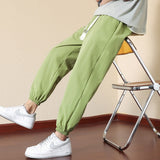 Riolio Summer Straight Loose Youth Fashion Mens Pants Casual Solid Quick Drying Ice Silk Sports Pants Sweatpants Thin Large Trousers