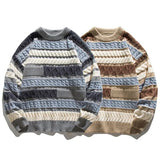 Riolio Wavy Stripe Sweater For Men Irregularity Spliced Jacquard Knitwear Pullover Winter Women Sweater Oversized Men Clothing