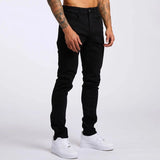 Riolio  Mens Jeans Elastic Skinny Solid Color Stretch Pencil Pants Slim Fit Denim Jeans Jogging Streetwear Cowboy Casual Trousers Blck