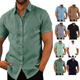 Riolio men summer outfits Summer Cotton Linen Shirts for Men Casual Short Sleeved Shirts Blouses Solid Turn-Down Collar Formal Beach Shirts Male Clothing