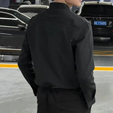 Riolio  Autumn New Hong Kong Style Stand Collar Long-sleeved Shirt Men's Handsome High-end Slim Fashion Brand Cardigan Suit