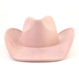 Riolio  Western Big Roll Brim Cowboy Hat Top Cap for Men Women Pink Cowgirl Hat Felt Fedora Hats Outdoor Riding Sun Hat