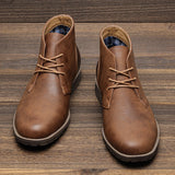 Riolio  Retro American Style Men Desert Boots Ankle Boots Vintage Casual Leather Boots for Men