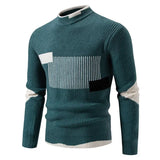 Riolio High Quality Men's New Autumn and Winter Casual Warm Color Block Sweater Knit Tops Man Clothes