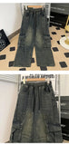 Riolio  Trendy Men's Workwear Denim Pants Autumn Winter New Vintage American Sle Loose Wide Leg Floor-Length Pants