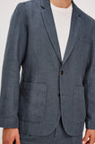 Riolio  Men's Suit 3 Pieces Blazer Pants Bow Collar Linen Fabric Wedding Tuxedos Work Business Formal