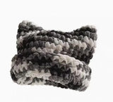 Riolio  Colorful Gradient Personalized Turned-Up Cat Ear Cap Winter Girl Warm Stylish Hat for Parties, Dates, And Outdoor Events