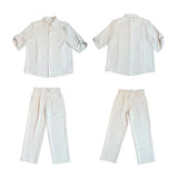 Riolio Summer Ice Silk Men's Suits Casual Short Sleeve Shirt And Pants Two-piece Set Ruffled  Handsome Draped Korean Style Loose Set