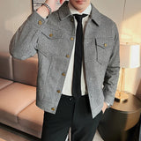 Riolio Nwe Slim Fit Woolen Plaid Bomber Winter Jacket Men Japanese Streetwear Men Jacket Winter Jackets For Men Brand Coat S-3XL