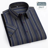 Riolio  plus size 14xl 100%cotton oxford hight qulity summer short sleeve shirts for men slim fit formal shirt soft plaid office clothes
