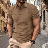 Riolio  Summer Solid Pullover Polo Shirts Men Short Sleeve Turn-down Collar Formal Polos Male Business Casual Comfortable Retro Tops