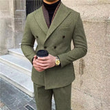 Riolio  New Vintage Men's Suit 2 Pieces Business Formal Casual Double Breasted Slim Fit Suits Party Wedding Dress Costume Male Suit