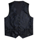 Riolio Black Paisley Blue Suit Vest Neck Tie Set Pocket Square Cufflinks Men's Wedding Waistcoat Luxury Tuxedo Vests Men Gilet