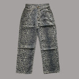 Riolio  Women's Jeans Leopard High Waist Hip Hop Straight Fashion Pants Streetwear Harajuku Y2K Style Female Wide Leg Denim Trousers