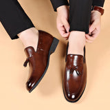 Riolio Designer Style Dress Shoes for Men Brand New Business Casual Shoes Slip on Leather Shoes Plus Size for Men Wedding Party Shoes