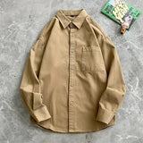 Riolio  Japanese Long-sleeved Shirt Men's Spring American Retro Workwear Jacket Hong Kong Style Trendy Casual Top