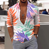 Riolio Men's Floral Shirt Tropic Leaf 3d Print Shirts Men Fashion Hawaiian Shirt Casual Beach Short Sleeve Blouse Men's Lapel Shirt Boy