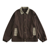 Riolio Retro Japanese Sle Men's Plaid Jaet Spring Autumn Loose Casual Embroidery Outerwear Youth Faion Classic id Coat