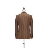 Riolio  Slim Fit Two Button Casual Striped Three Piece Suit Wedding Groomsmen Dress Set Korean Style Business Leisure Wedding Suit
