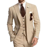 Riolio  Elegant Men's 3-Piece Tuxedo Suit with Peak Lapel Blazer Vest And Pants Fashionable Male Wedding Business Banquet Clothing
