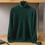 Riolio Men's New Thickened High Neck 100% Pure Mink Sweater Large Undercoat Fashion Solid Color Long Sleeve Loose Youth Pullover