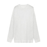 Riolio  Summer Y2K Vintage Hollow Out Loose Knitting T-shirt Man All Match Geometic Tops Fashion Casual Outfits See-though Male Pullover