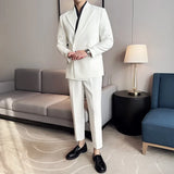 Riolio  Trendy Simple Fashion British Style Slim Fit Pure Color Suit Set LJT961 Fake Two-Piece-P240 Quality Male Clothing