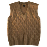 Riolio Sweater Vest Men Sleeveless V-neck Sweaters Men Pullover Autumn Winter Inner Warm Coats