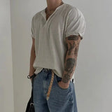 Riolio  Korean Casual Waffle Short-sleeved T-shirt Men Summer Loose Versatile Top